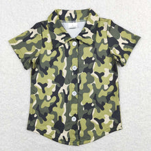 Load image into Gallery viewer, Baby Boys Toddler Green Camo Buttons Tee Shirts Tops
