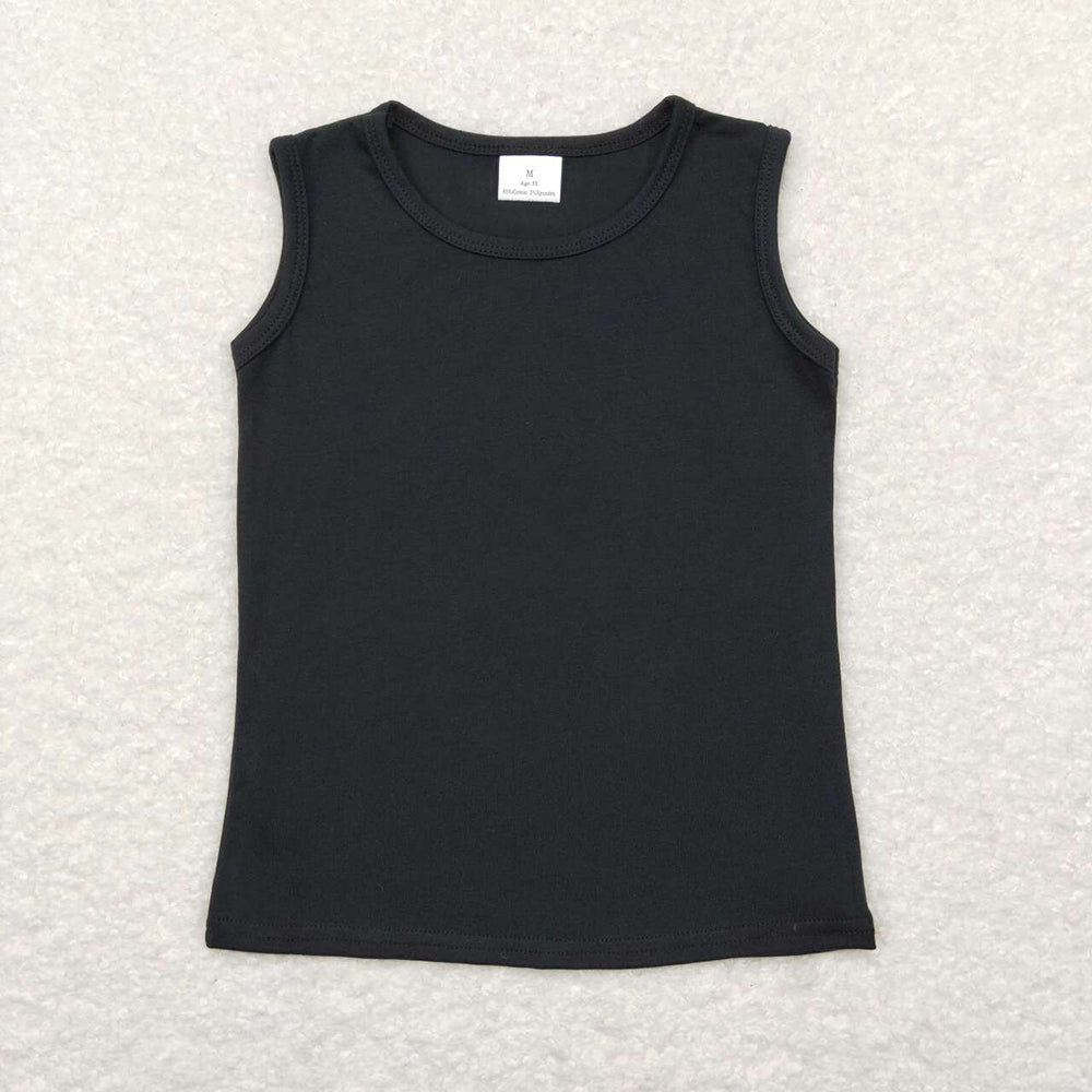 Baby Girls Black Cotton Sleeveless Tank Tee Shirts Tops