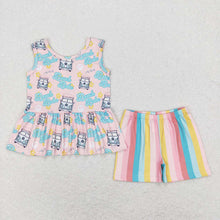Load image into Gallery viewer, Baby Girls Beach Babe Tunic Top Stripes Shorts Outfits Summer Clothes Sets
