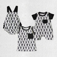 Load image into Gallery viewer, Baby Boys Girls Black Cactus Rompers Shirts Sibling Designs Clothing
