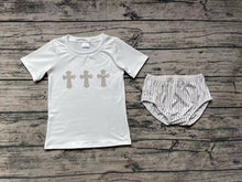 Load image into Gallery viewer, Baby Boys Easter Cross White Shirt Tee Bummies Clothes Sets
