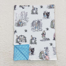 Load image into Gallery viewer, Baby Boys Easter Blue Rabbits Minky Blankets
