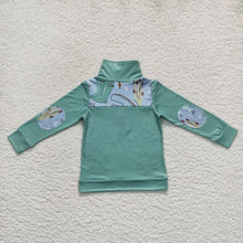Load image into Gallery viewer, Baby Boys Green Fishing Patchwork Long Sleeve Zip Pullover Tops
