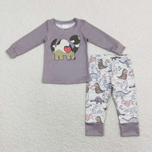 Load image into Gallery viewer, Baby Boys Valentines Dinosaur Grey Tee Shirt Top Pants Clothes Sets
