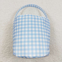 Load image into Gallery viewer, Baby Boys Easter Blue Checkered Bunny Basket Bags
