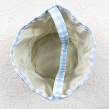 Load image into Gallery viewer, Baby Boys Easter Blue Checkered Bunny Basket Bags
