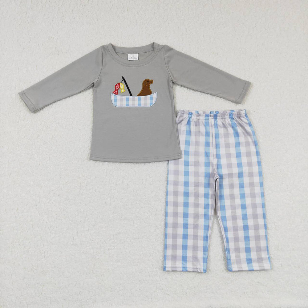 Baby Boys Fishing Boats Long Sleeve Tops Pants Clothes Sets