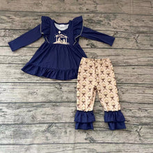 Load image into Gallery viewer, Girls Nativity Golden ruffle pants sets
