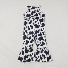 Load image into Gallery viewer, Baby Girls Black White Western Cow Print Jumpsuits
