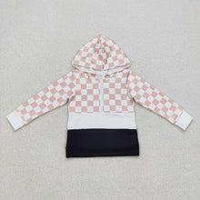 Load image into Gallery viewer, Baby Boys Khaki Checkered Hooded Long Sleeve Shirts Tops

