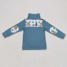 Load image into Gallery viewer, Baby Boys Fall Duck Blue Checkered Zip Pullover Tops
