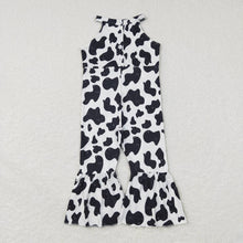 Load image into Gallery viewer, Baby Girls Black White Western Cow Print Jumpsuits
