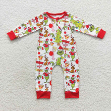 Load image into Gallery viewer, Baby Boys Christmas Frog Zip Rompers
