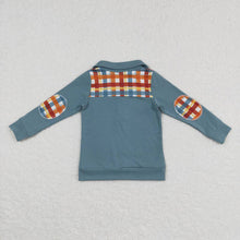Load image into Gallery viewer, Baby Boys Thanksgiving Plaid Long Sleeve Elbow Pullover Tee Shirt Tops
