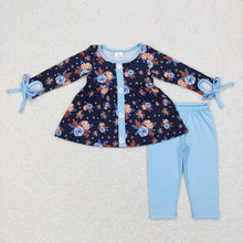 Load image into Gallery viewer, Baby Girls Blue Orange Tunic Top Legging Pants Clothes Sets
