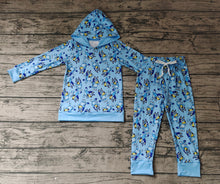Load image into Gallery viewer, Baby Boys Hooded Blue Dogs Long Sleeve Hooded Tops Pants Clothes Sets
