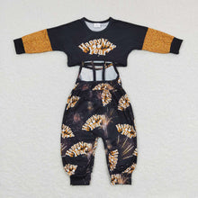 Load image into Gallery viewer, Baby Girls Black Happy New Year Top Jumpsuits 2pcs Clothes Sets
