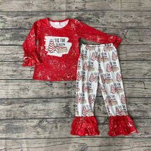 Load image into Gallery viewer, Christmas red tis the season ruffle pants sets
