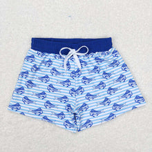 Load image into Gallery viewer, Baby Boys Summer Blue Stripes Shark Trunks Swimsuits Swimwear
