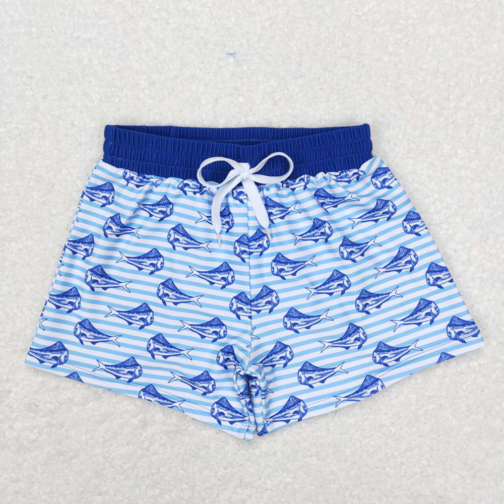 Baby Boys Summer Blue Stripes Shark Trunks Swimsuits Swimwear