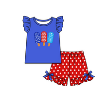 Load image into Gallery viewer, Baby girls 4th of July popsicle shorts sets
