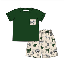 Load image into Gallery viewer, Baby boy horse western pocket shorts sets
