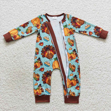 Load image into Gallery viewer, Baby Boys Thanksgiving Turkey Zip Long Sleeve Rompers
