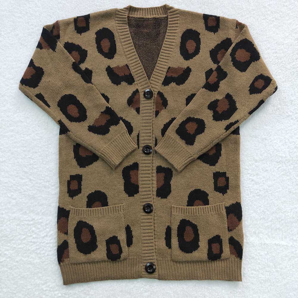 Baby Children Fall Leopard Woolen Cardigan Sweaters