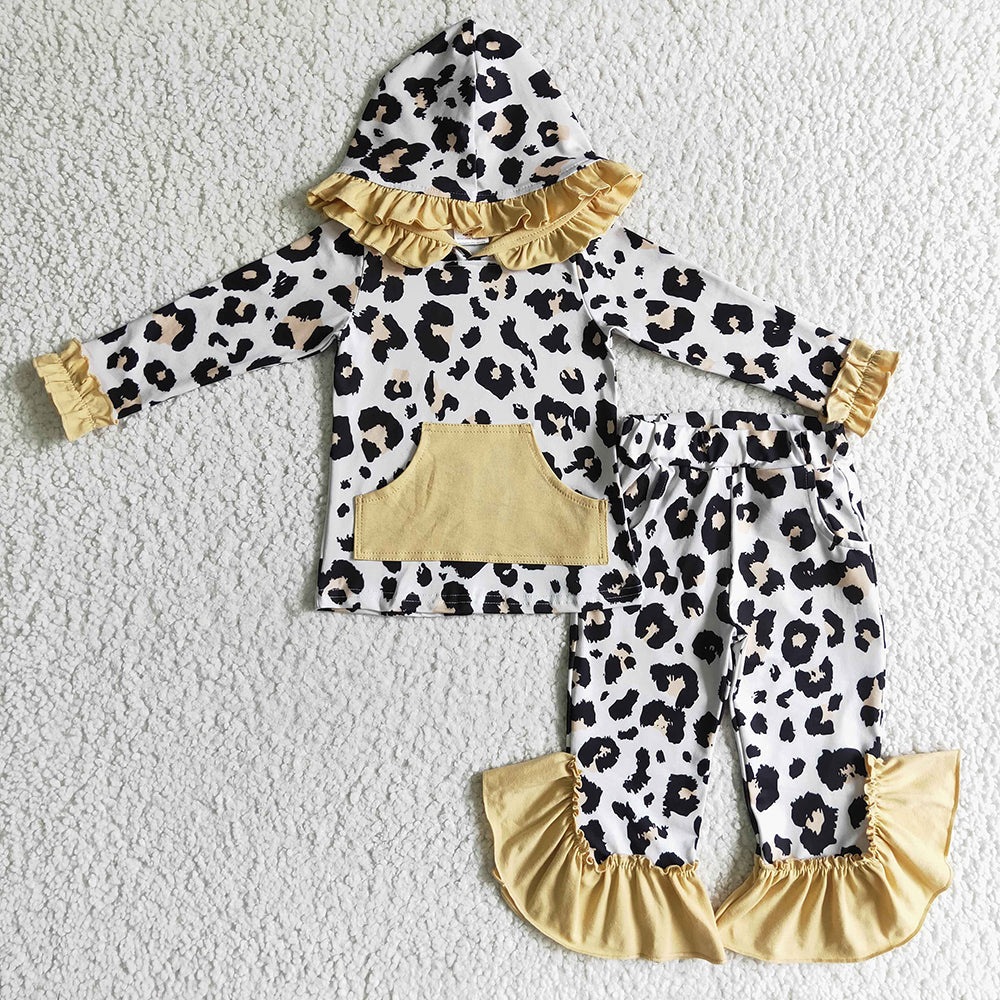 baby girls leopard hoodie top pants sets