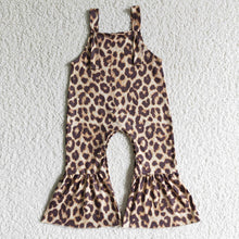 Load image into Gallery viewer, baby girls leopard strap overalls jumpsuits
