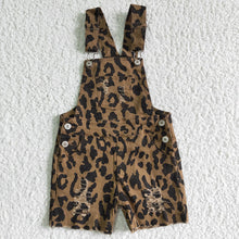 Load image into Gallery viewer, baby girls leopard summer denim shorts overall(C)
