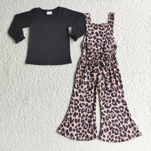 Load image into Gallery viewer, Leopard baby girls overall 2pcs sets
