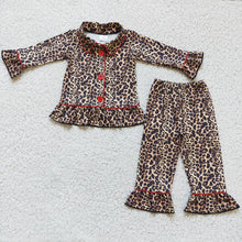 Load image into Gallery viewer, Baby Girls Fall Leopard Long Sleeve Pajamas Clothes Sets
