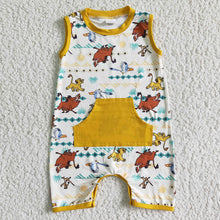 Load image into Gallery viewer, Baby boys summer lion rompers
