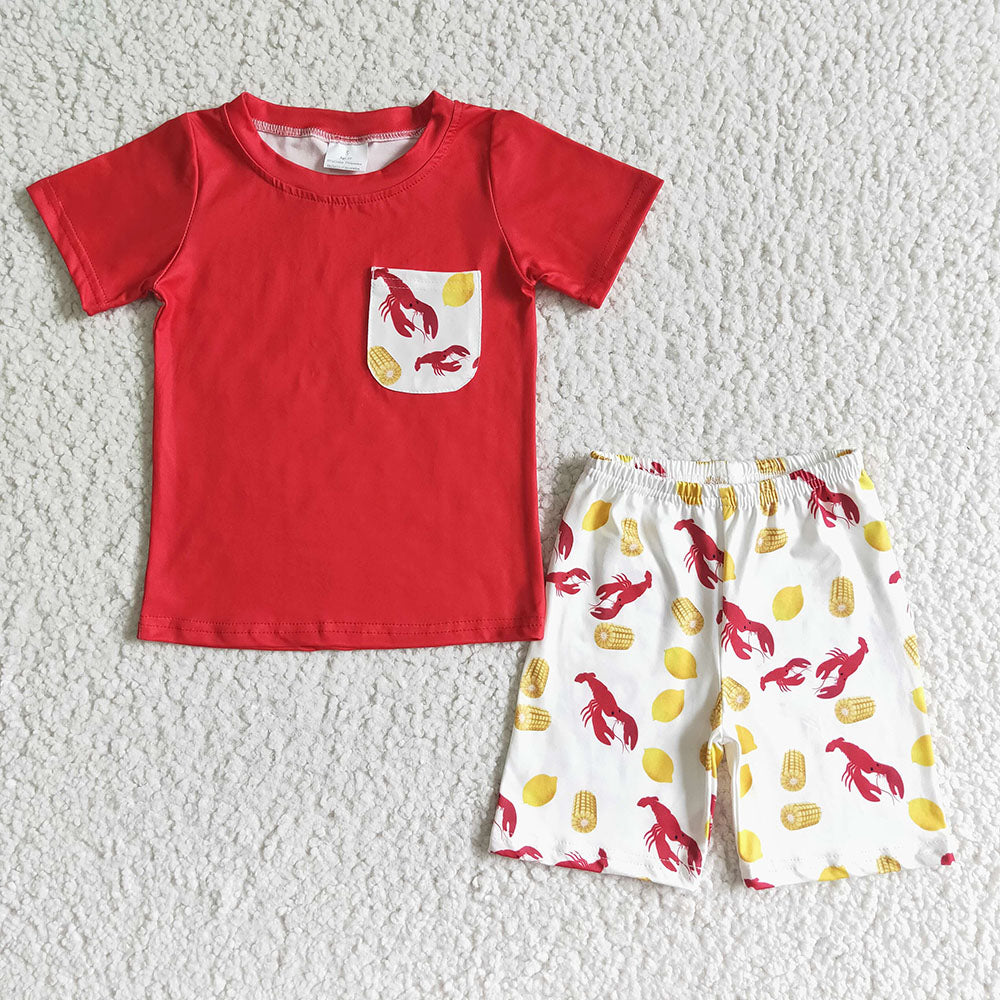 Baby boys lobster pocket tee shirt shorts sets