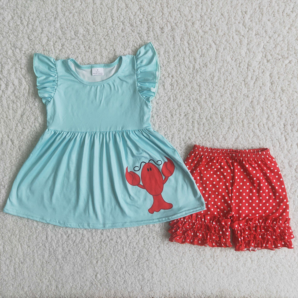Blue dots soft shorts set