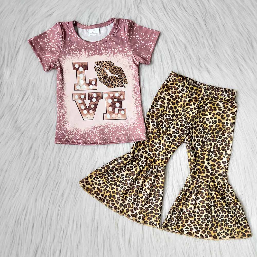 Valentines Love leopard bell pants sets