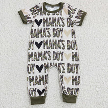 Load image into Gallery viewer, Baby Boys Mama&#39;s Boy Green Pockets rompers
