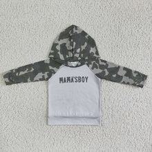 Load image into Gallery viewer, Baby boys mama&#39;s boy camo hooded shirt tops
