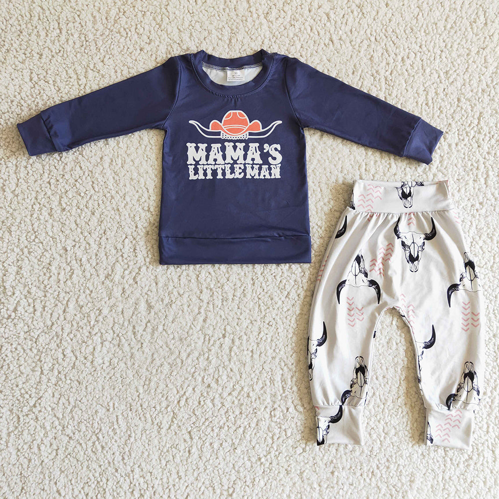 Baby Boys mama little man pants Fall spring clothes sets