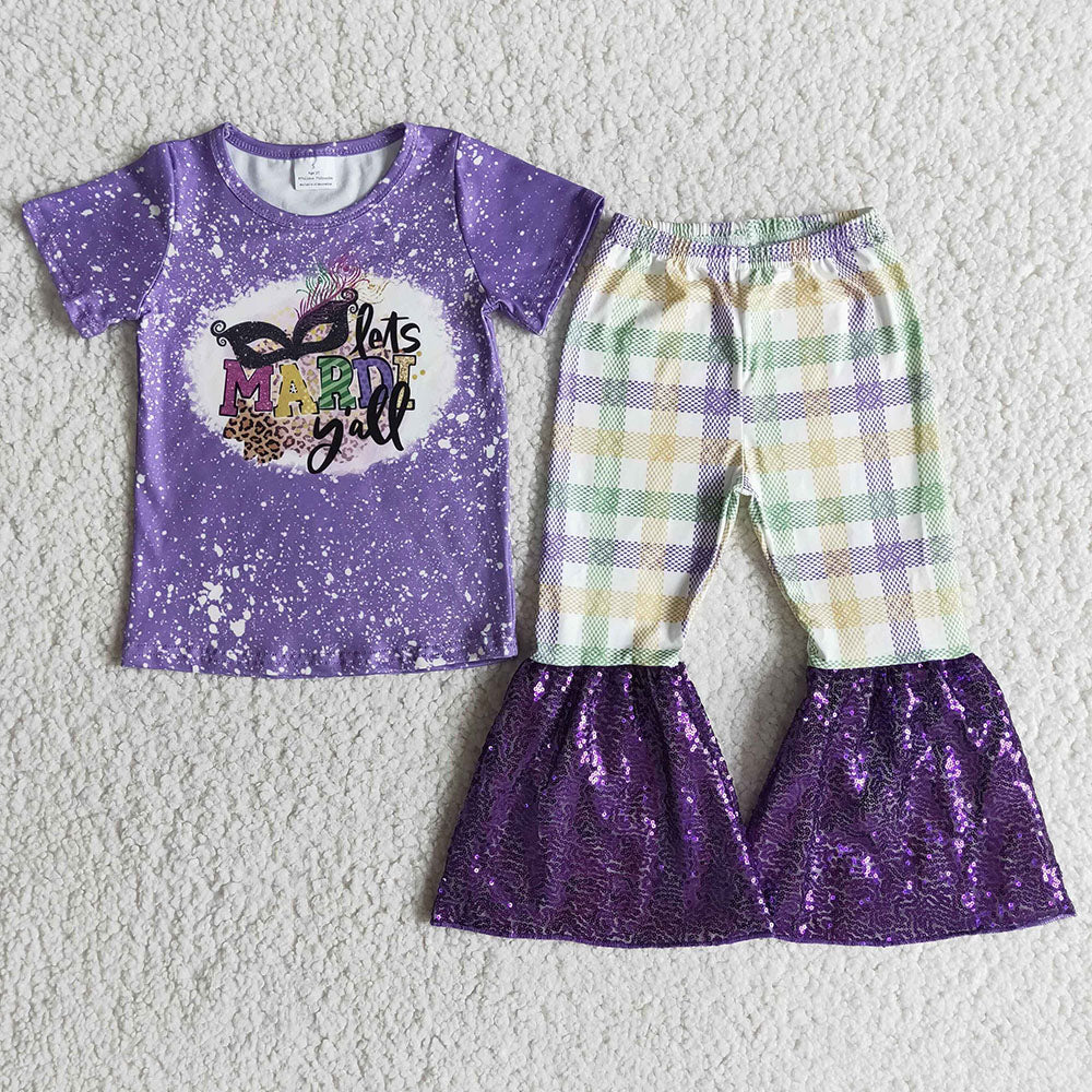 Mardi Gras sequin purple bell sets