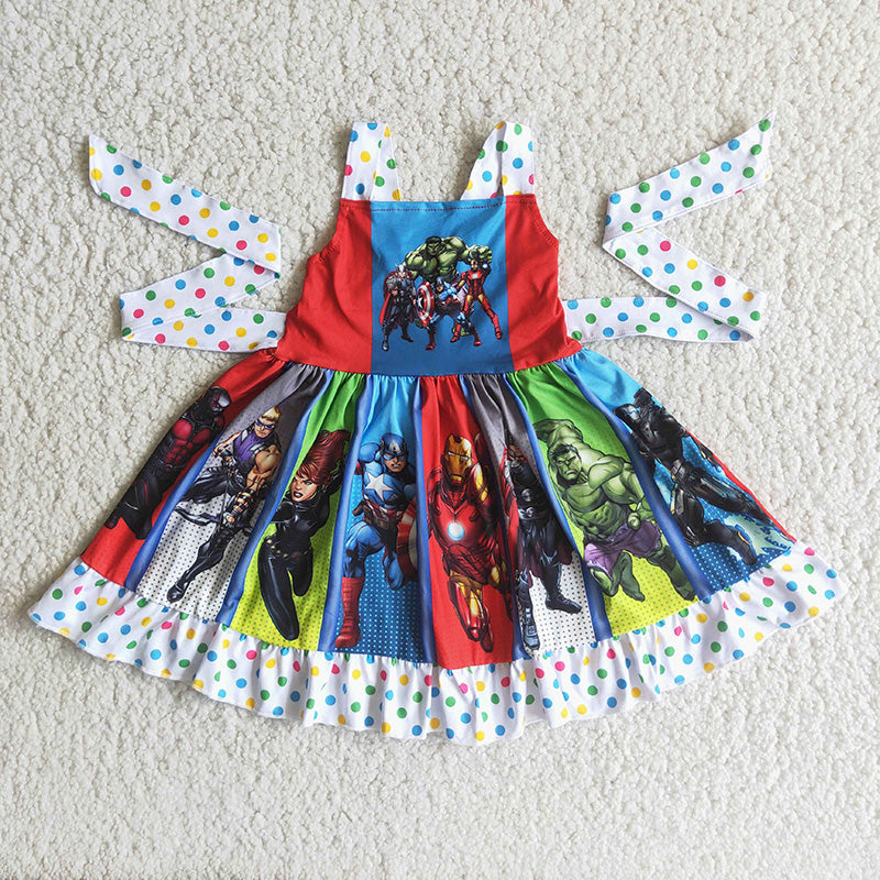 Baby Girls cartoon red dots twirl dresses