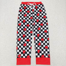 Load image into Gallery viewer, Adult Women Valentines Black Checkered Hearts Pants Pajamas
