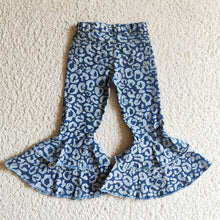 Load image into Gallery viewer, Baby Girls navy leopard western denim pants jeans
