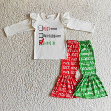 Load image into Gallery viewer, Baby Girls Christmas nice naughty bell pants sets

