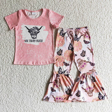 Load image into Gallery viewer, baby girls butterfly cow bell pants sets
