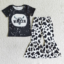 Load image into Gallery viewer, B6-25 Baby girls singer black western bell pants sets
