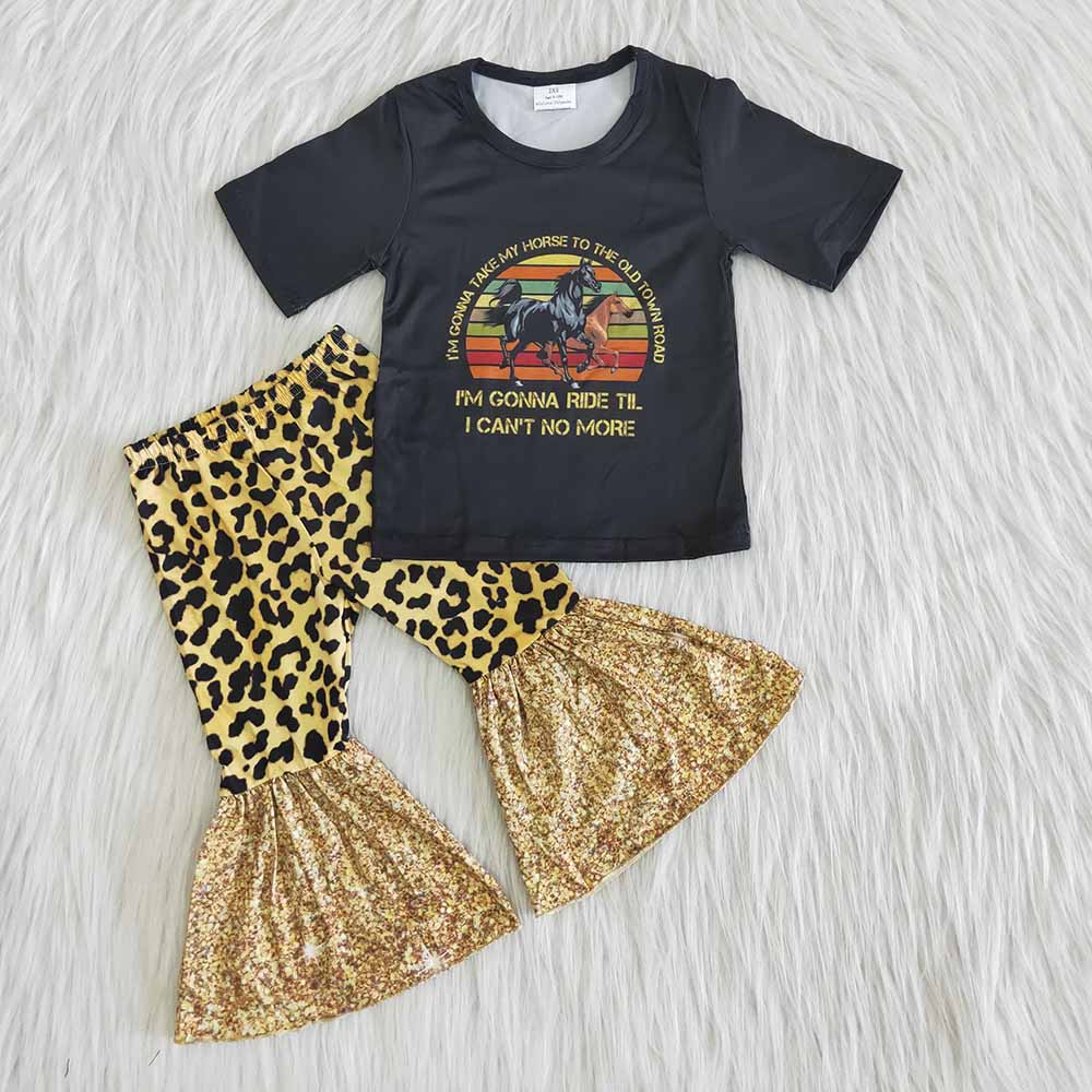 baby girls western Horse leopard set