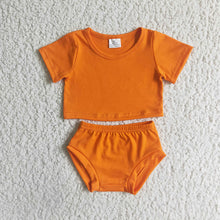 Load image into Gallery viewer, Baby girls Halloween orange color 3pcs sets
