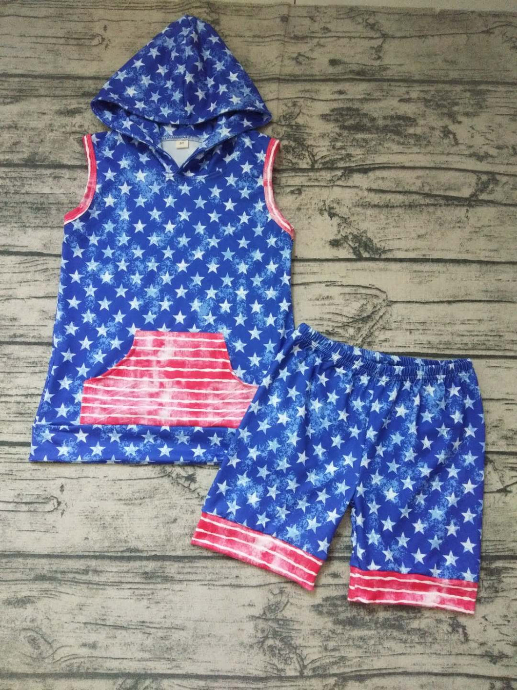 Baby boys star 4th of july hoodie shorts sets